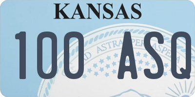 KS license plate 100ASQ