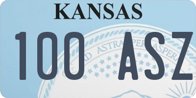 KS license plate 100ASZ
