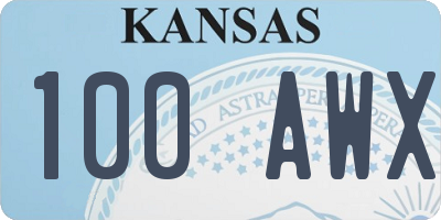 KS license plate 100AWX