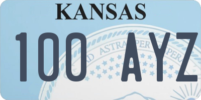 KS license plate 100AYZ