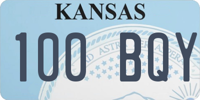 KS license plate 100BQY