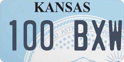 KS license plate 100BXW