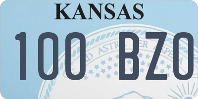 KS license plate 100BZO