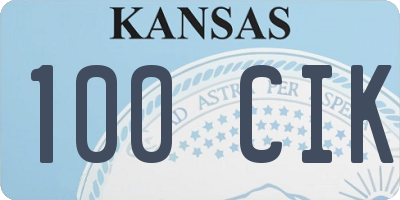 KS license plate 100CIK