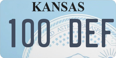 KS license plate 100DEF