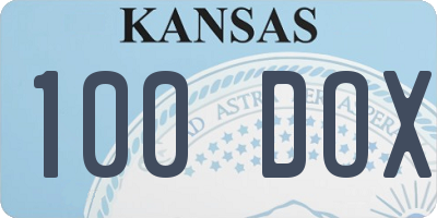 KS license plate 100DOX