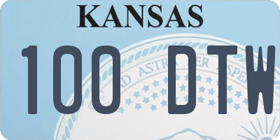 KS license plate 100DTW