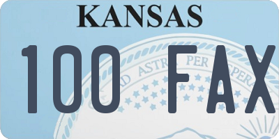 KS license plate 100FAX