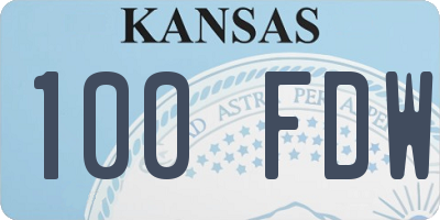 KS license plate 100FDW