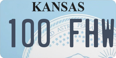 KS license plate 100FHW