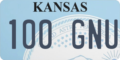 KS license plate 100GNU