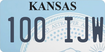 KS license plate 100IJW