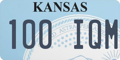 KS license plate 100IQM