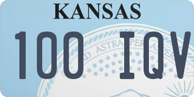 KS license plate 100IQV