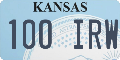 KS license plate 100IRW