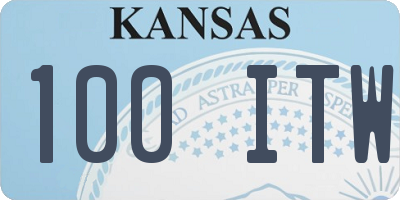 KS license plate 100ITW