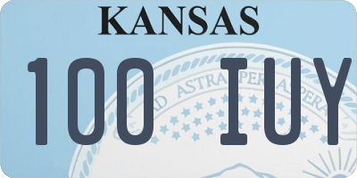 KS license plate 100IUY