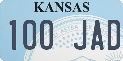 KS license plate 100JAD