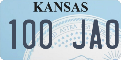 KS license plate 100JAO
