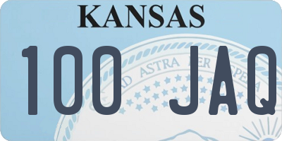KS license plate 100JAQ