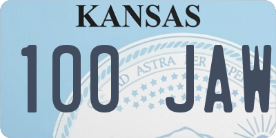 KS license plate 100JAW
