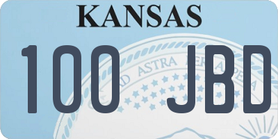 KS license plate 100JBD