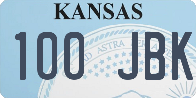 KS license plate 100JBK