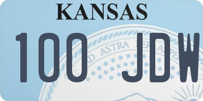 KS license plate 100JDW