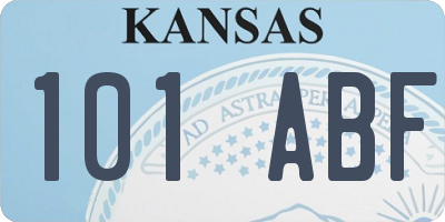 KS license plate 101ABF