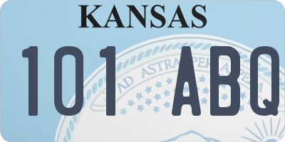 KS license plate 101ABQ