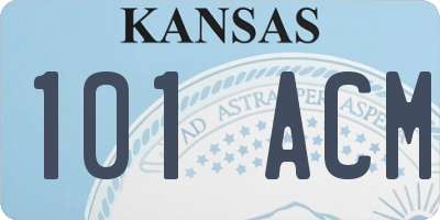 KS license plate 101ACM