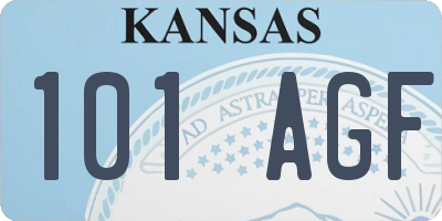 KS license plate 101AGF