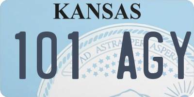 KS license plate 101AGY
