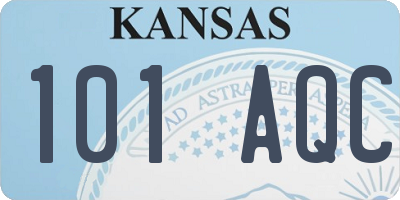 KS license plate 101AQC