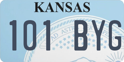 KS license plate 101BYG