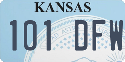 KS license plate 101DFW