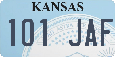 KS license plate 101JAF