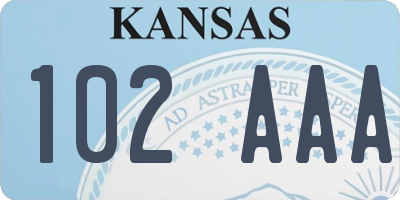 KS license plate 102AAA