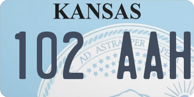 KS license plate 102AAH