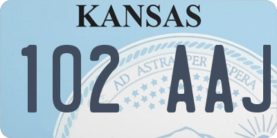 KS license plate 102AAJ