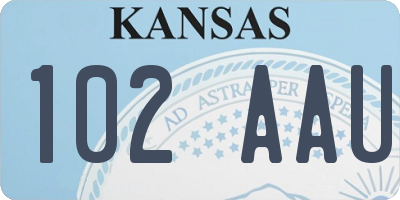 KS license plate 102AAU