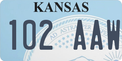 KS license plate 102AAW