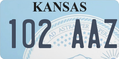 KS license plate 102AAZ