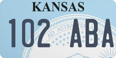 KS license plate 102ABA