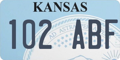 KS license plate 102ABF