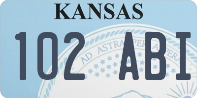 KS license plate 102ABI