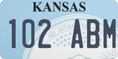 KS license plate 102ABM