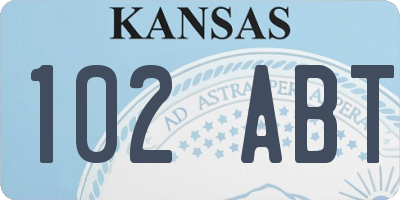 KS license plate 102ABT