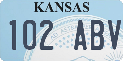 KS license plate 102ABV