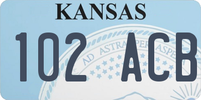 KS license plate 102ACB